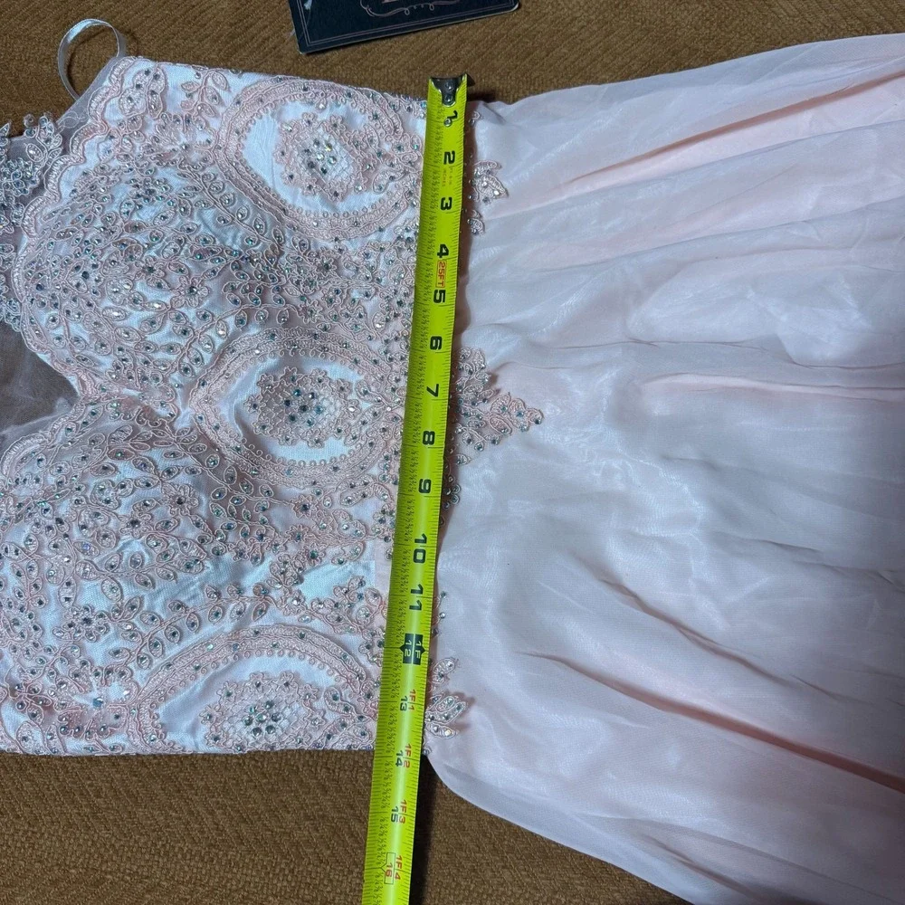 Formal Pink Embellished Ball Gown Dress Tulle Sleeveless Small‎ S Prom Quince